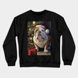 English Bulldog Santa Hat Christmas Card Crewneck Sweatshirt